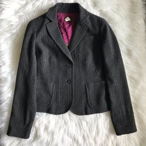 J.Crew Black Grey Pinstripe Blazer Womens Sz 4